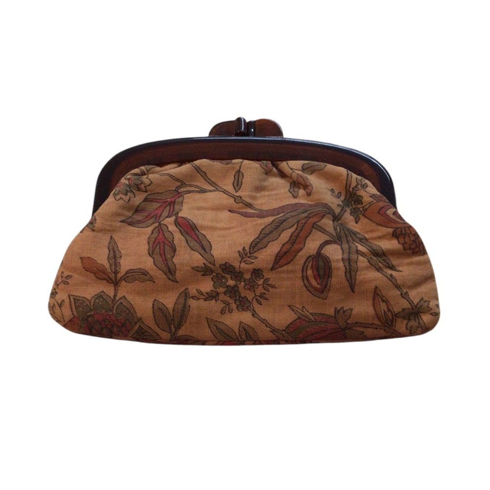 Mod Depositato Floral Clutch CoinPurse Lucite Linen Fabric Made In Italy